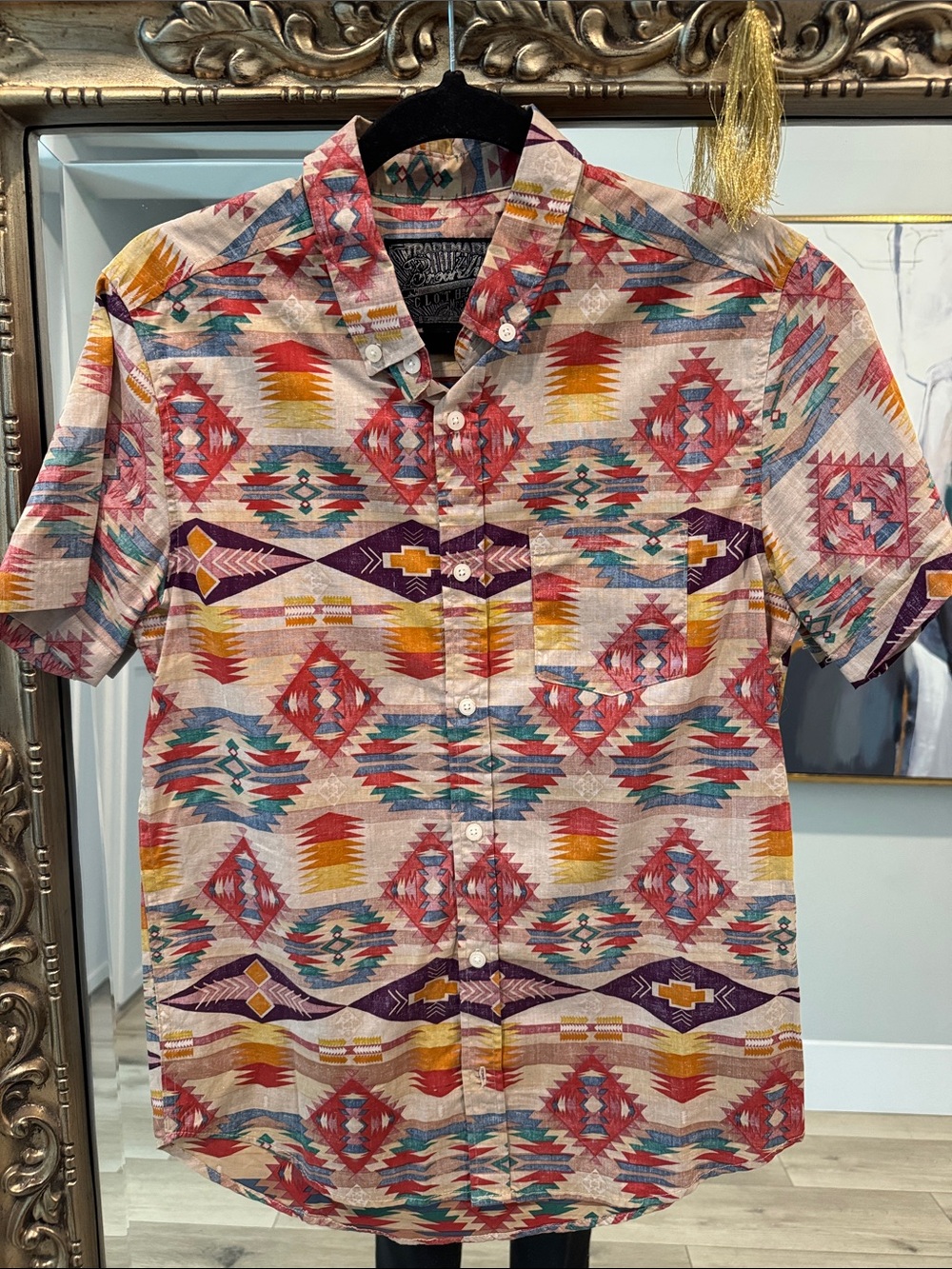 Brooklyn Cloth Multicolor Southwestern Short Sleeve Button-Down Shirt